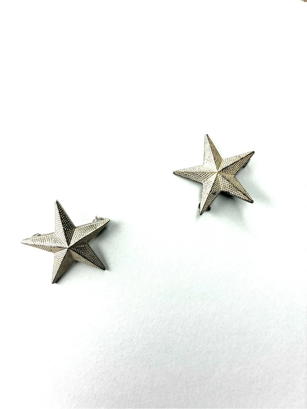 Vintage US Army Brigadier General Rank Insignia Pair Full Size 24mm Star Pins -